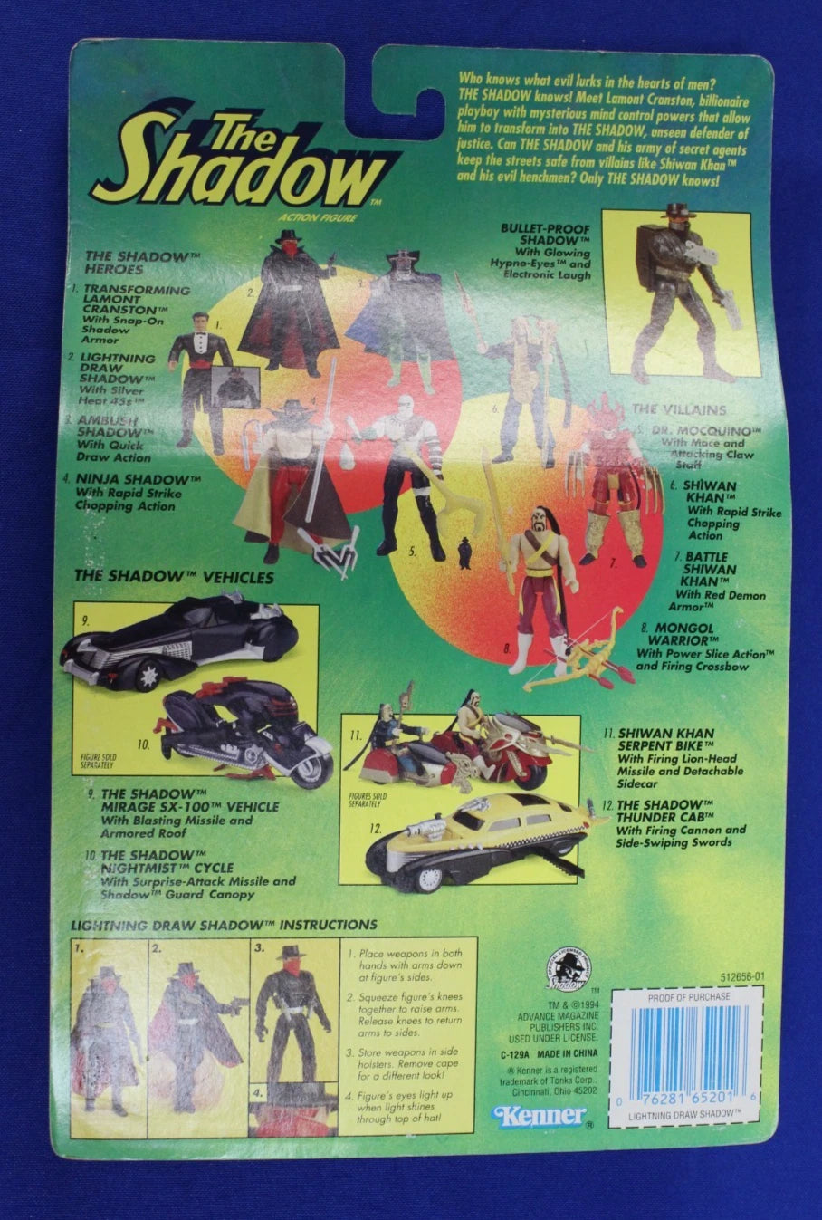 Kenner 1994 Lightning Draw Shadow Action Figure Lot of 6 Sealed in Box