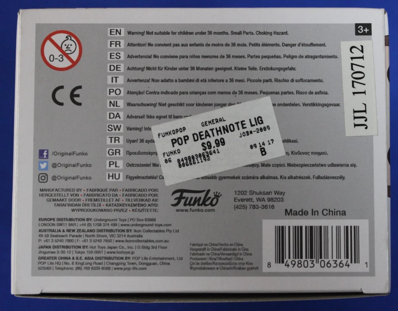 Funko POP! Death Note #216 Light #217 Ryuk #218 L Lot of 3