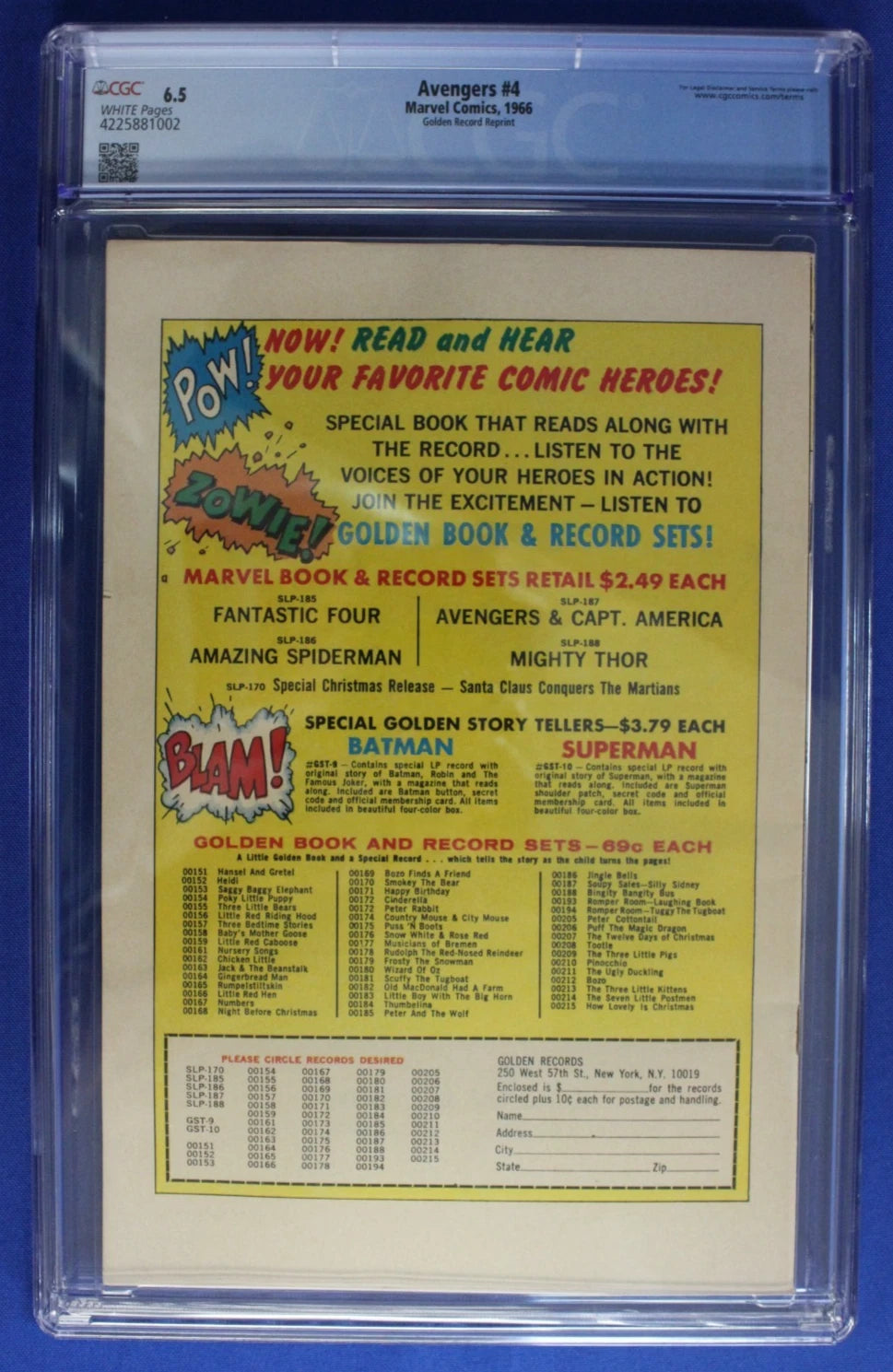 Avengers #4 (1966 Reprint) CGC 6.5