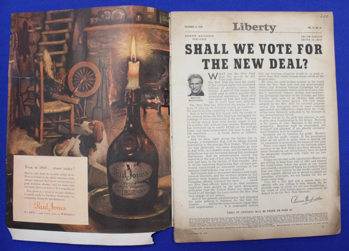 Liberty Magazine November 12th, 1938 GD