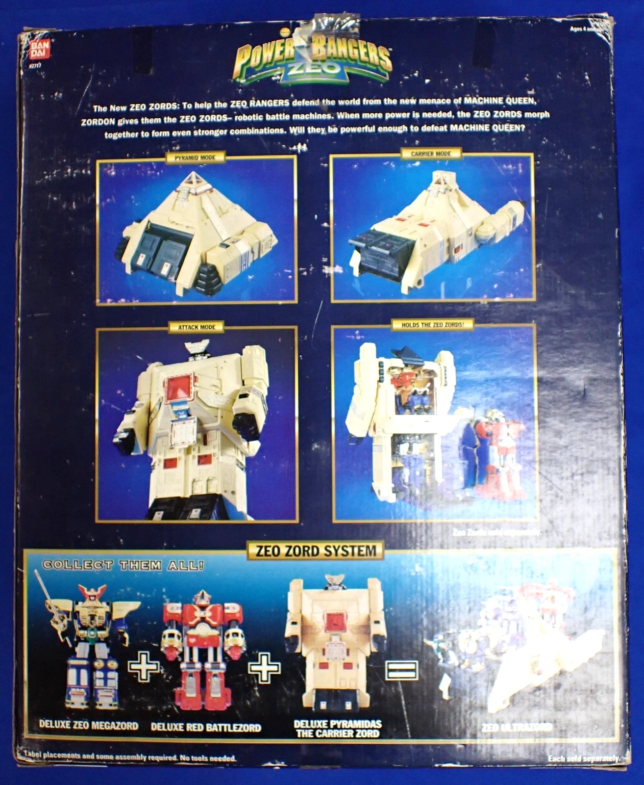 1996 Bandai Power Rangers Zeo Deluxe Pyramidas Carrier Megazord Complete