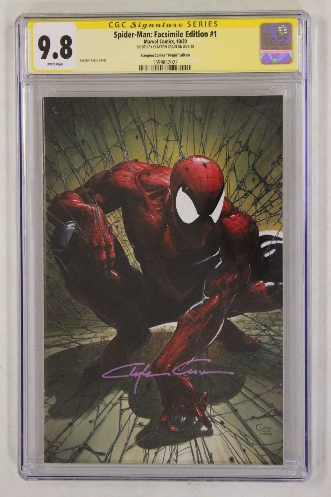 Spider-Man #1 Facsimile Clayton Crain Virgin Variant CGC SS 9.8