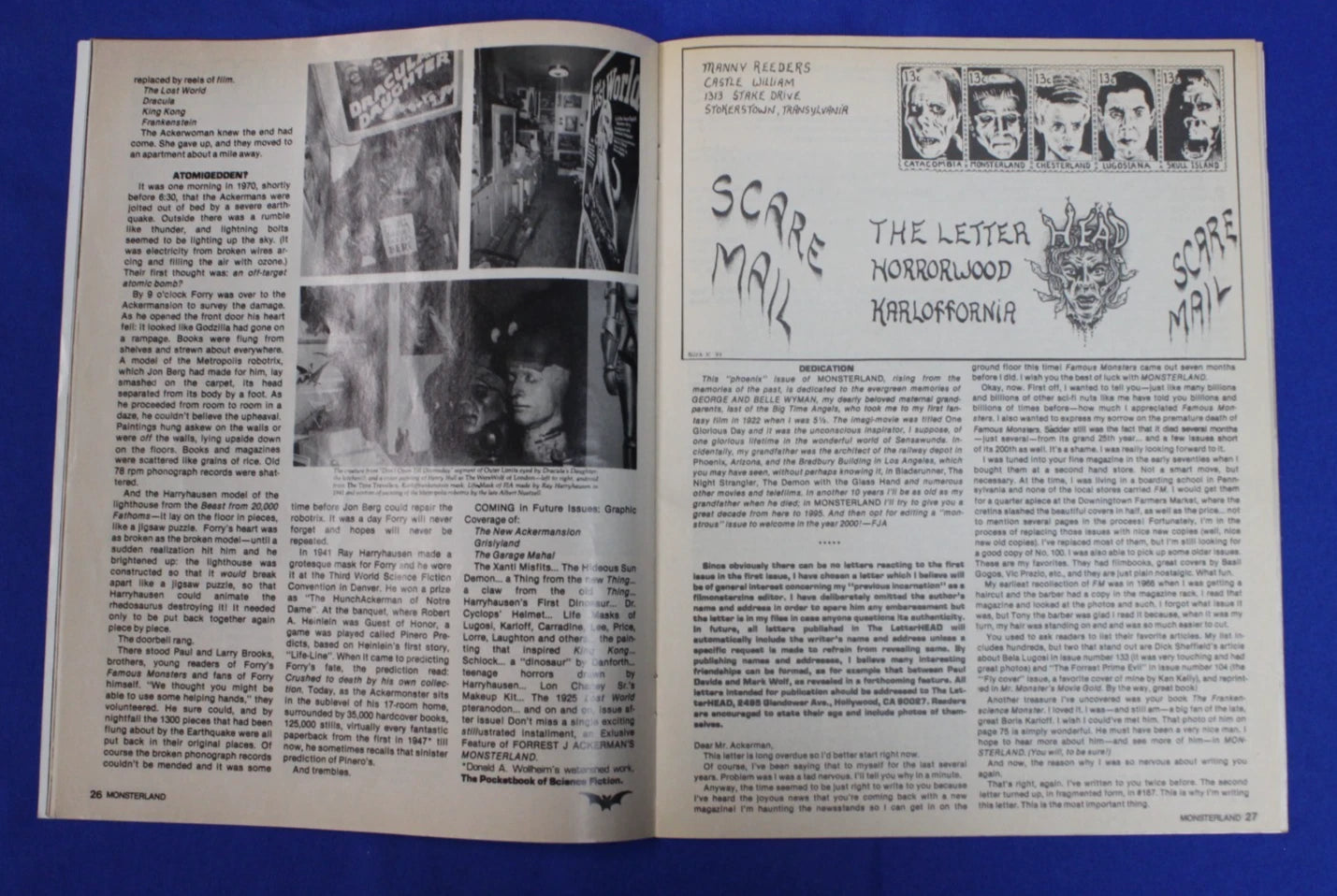 Monster Land Magazine #1 February 1985 Signed by Forrest Ackerman