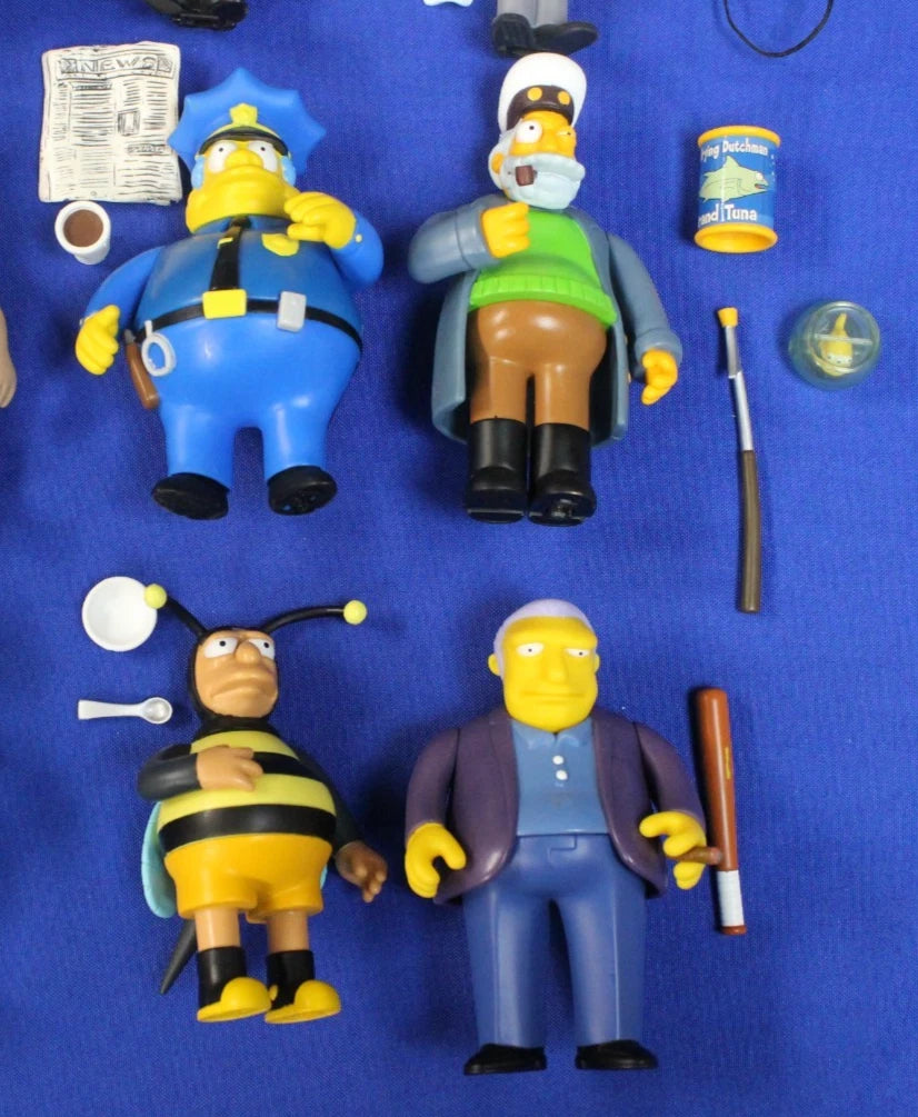 Playmates Simpsons Action Figure Lot of 21 Figure and Accessories + 2 Playsets