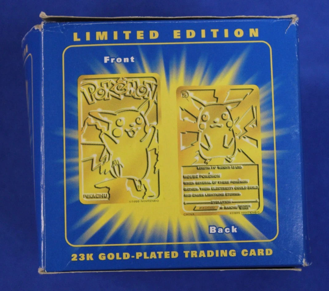 Pokemon Burger King 1999 23k Gold Pikachu + Togepi Trading Cards with Pokeball