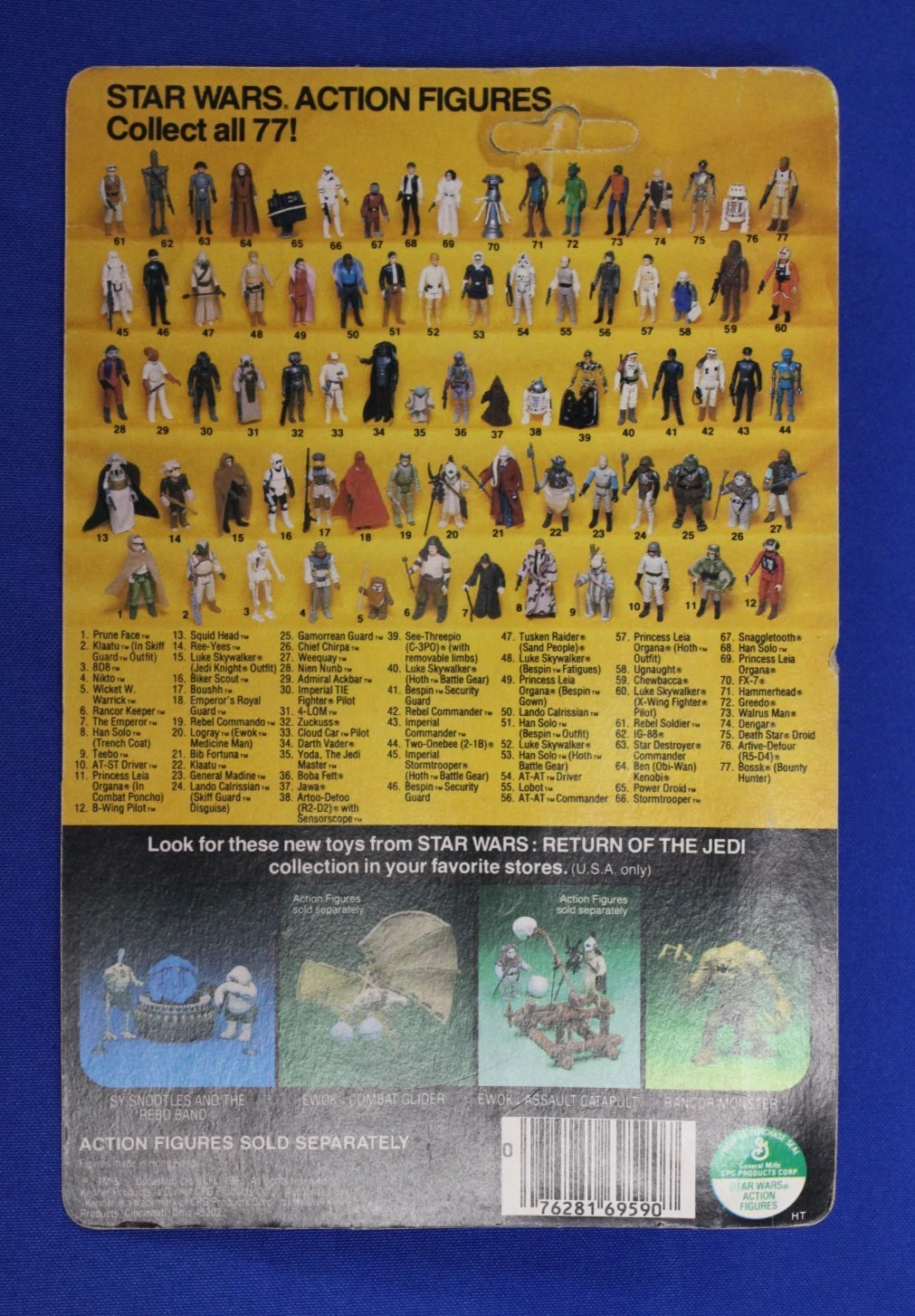 Kenner 1983 Star Wars ROTJ Nien Nunb Action Figure on Card 77 Back Unpunched