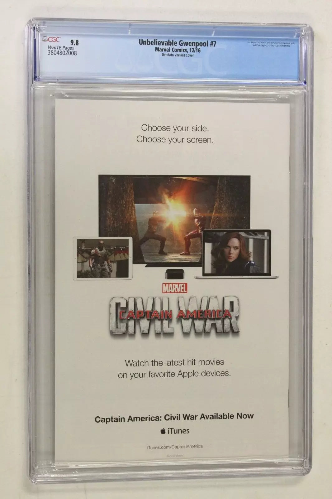 Unbelievable Gwenpool #7 1:10 Mike Deodato Variant CGC 9.8 NM/M