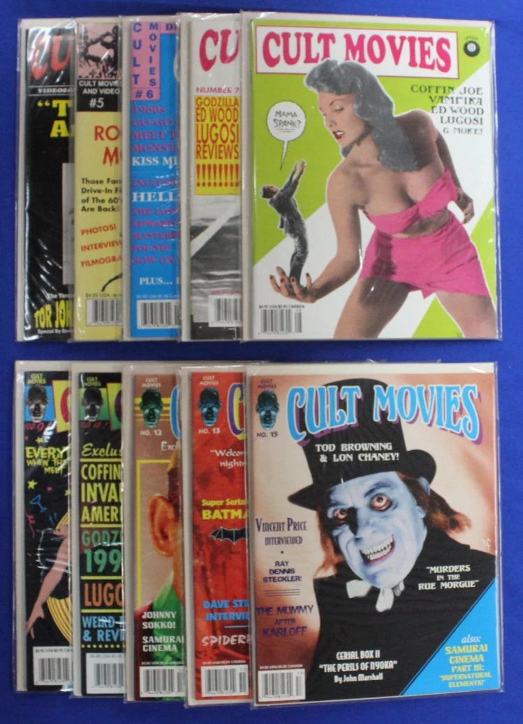 Cult Movies & Video Magazine #4-10, 12-13, & 15 Lot of 10 FN-VF