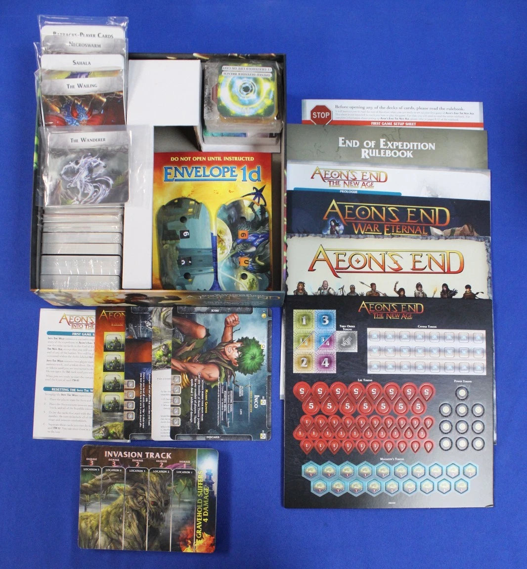 Aeon's End 2nd Ed + Legacy Gravehold Expansions & Playmats KS Board Game Lot
