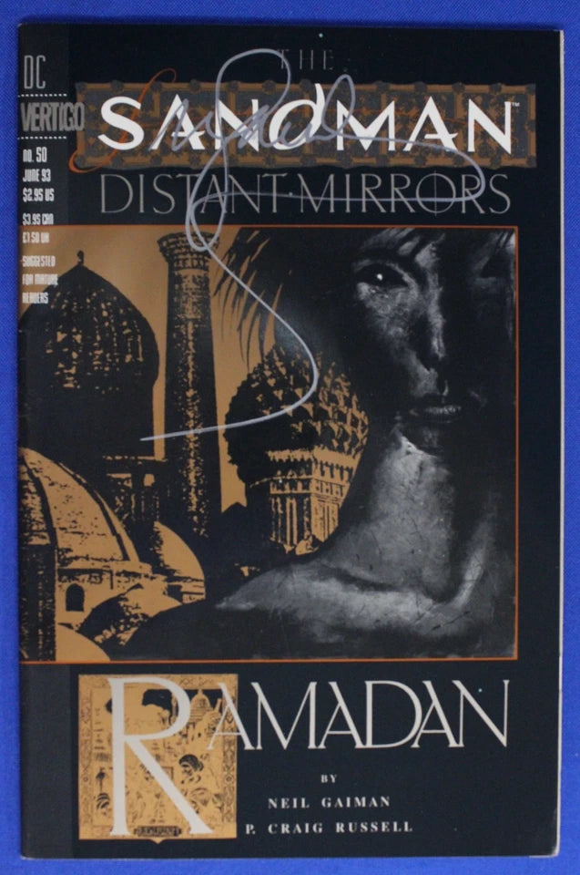 Sandman #50 SIGNED by Neil Gaiman w/ COA & Sketch VF
