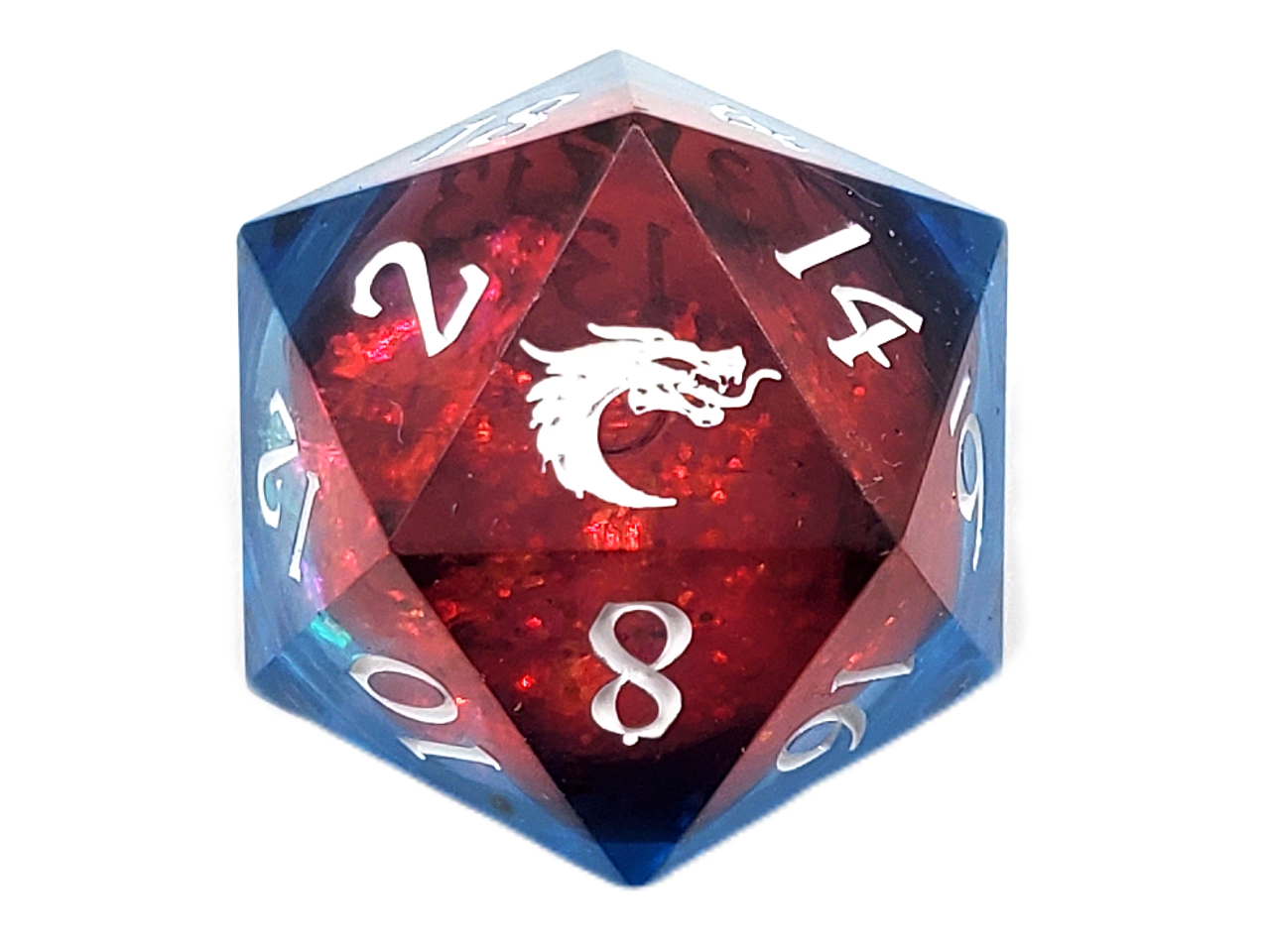 Old School Dice: Sharp Edged 22mm D20 - Liquid Infused - Space Nebula Fury