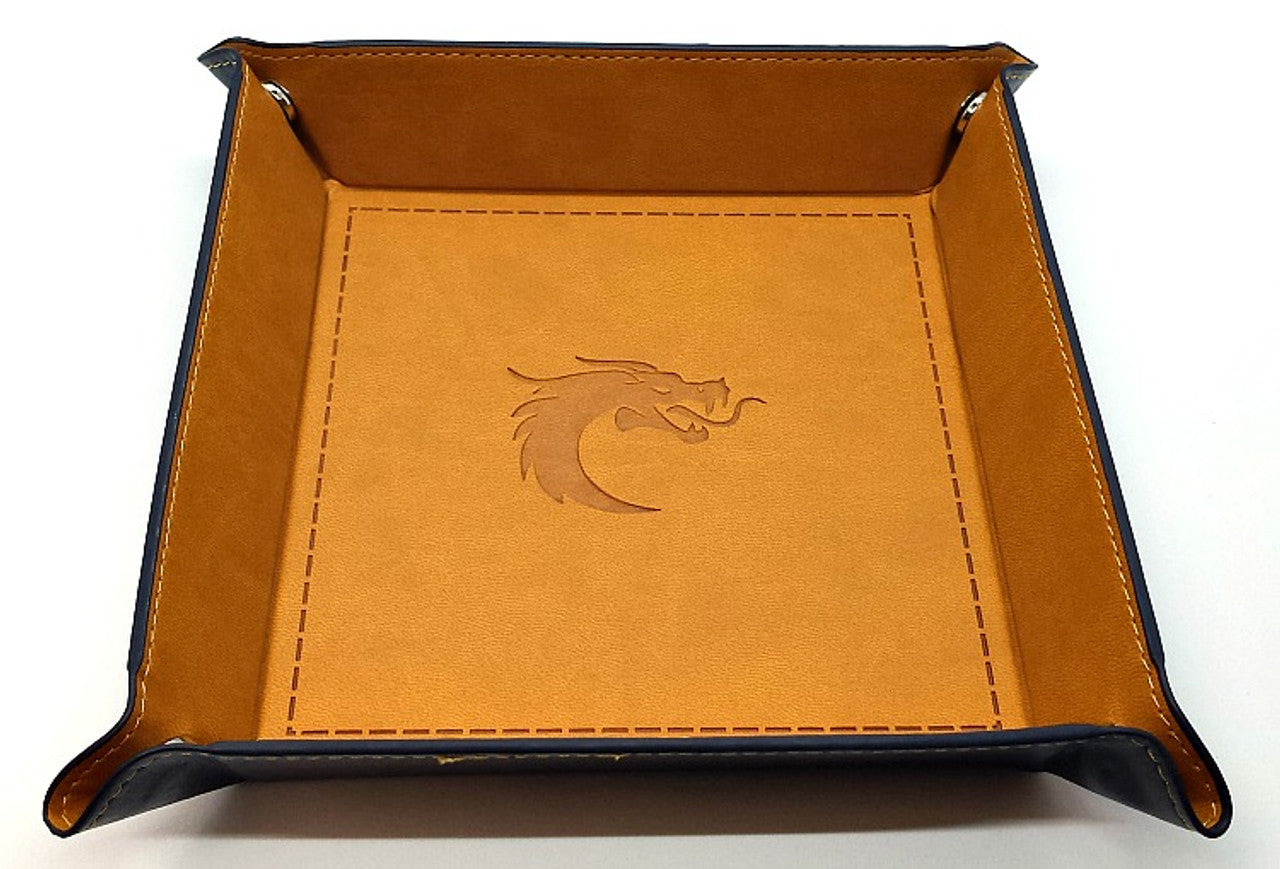 Old School RPG Dice Rolling Tray: Square - Tan w/Blue Back