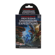 A booster brick packaging for D&D Icons of the Realms: Underdark Expeditions with artwork of fantasy creatures and the name of the product displayed.