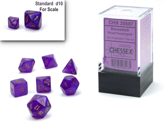 Borealis® Mini-Polyhedral Royal Purple/gold Luminary™ 7-Die Set