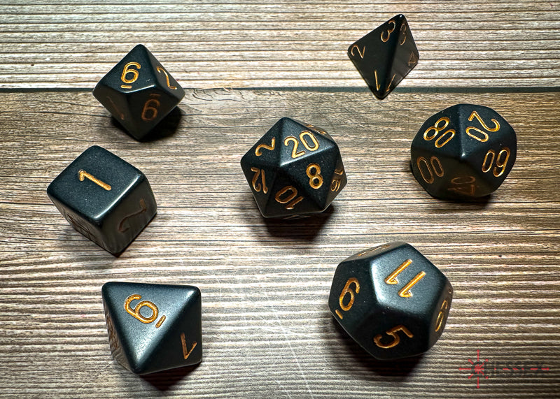 Opaque Polyhedral Black/gold 7-Die Set