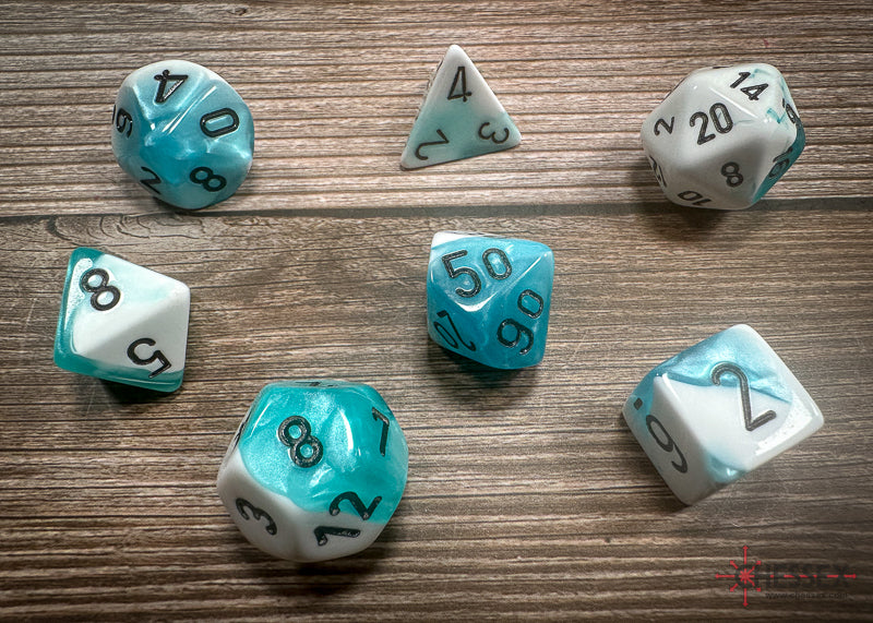 Gemini® Polyhedral Teal-White/black 7-Die Set