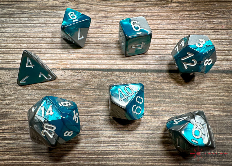 Gemini® Polyhedral Steel-Teal/white 7-Die Set