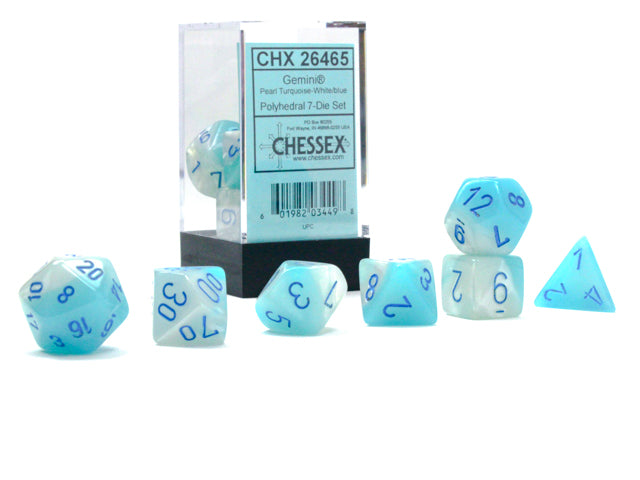 Gemini® Polyhedral Pearl Turquoise-White/blue Luminary™ 7-Die Set