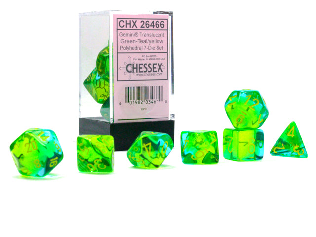 Gemini® Polyhedral Translucent Green-Teal/yellow 7-Die Set