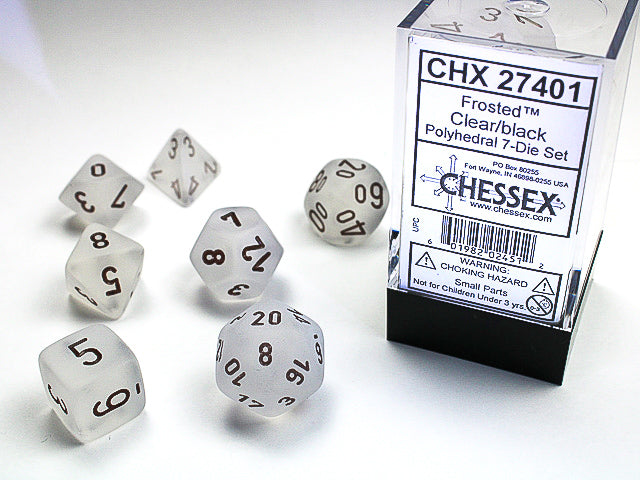 Frosted™ Polyhedral Clear/black 7-Die Set