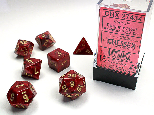 Vortex® Polyhedral Burgundy/gold 7-Die Set