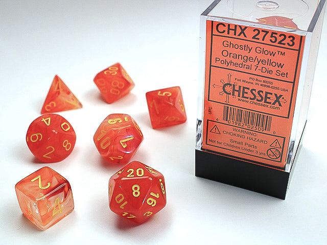 Ghostly Glow™ Polyhedral Orange/yellow 7-Die Set