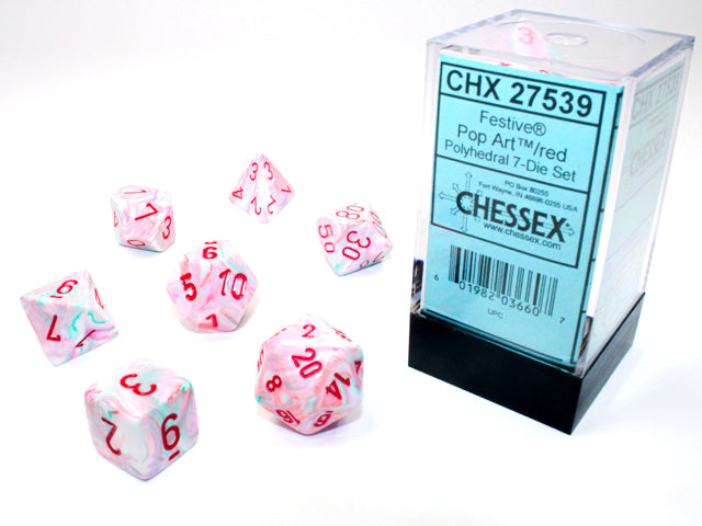 Festive® Polyhedral Pop Art™/red 7-Die set