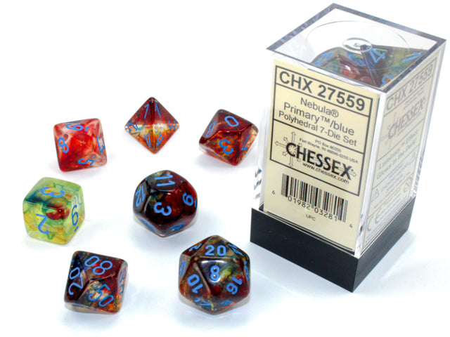 Nebula® Polyhedral Primary™/blue Luminary™ 7-Die Set