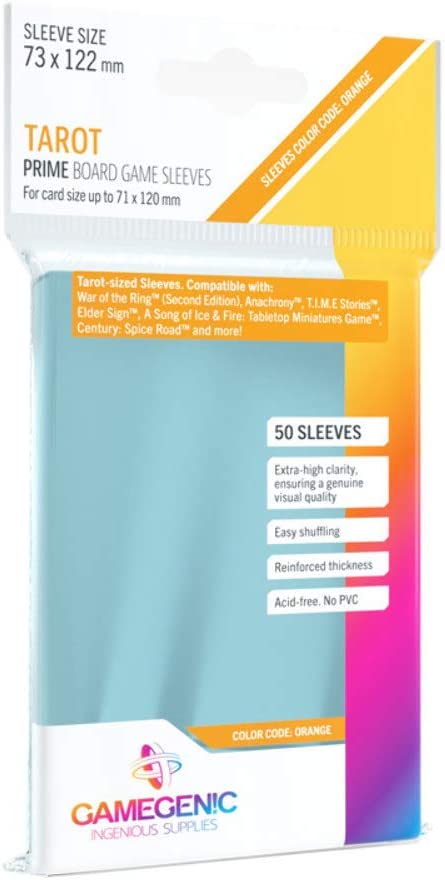 Prime Board Game Sleeves 72 by 122 mm Card Sleeves Optimized for Use with Tarot Cards