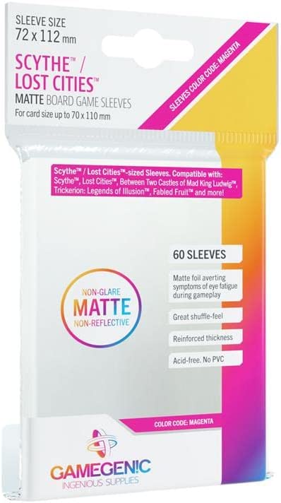 Gamegenic Matte Board Game Sleeves Pack of 60 Matte Sleeves 72 by 112 mm Card Sleeves Optimized for Scythe and Lost Cities