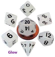 Glow Clear 10mm Mini Poly Dice Set