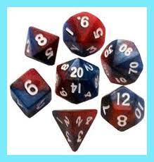 Red/Blue w/White Numbers 10mm Mini Poly Dice Set