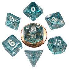 Ethereal Light Blue w/White Numbers 10mm Mini Poly Dice Set