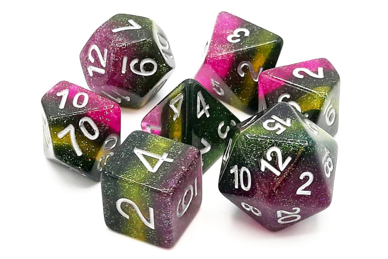 Old School 7 Piece DnD RPG Dice Set: Gradients - Grapevine