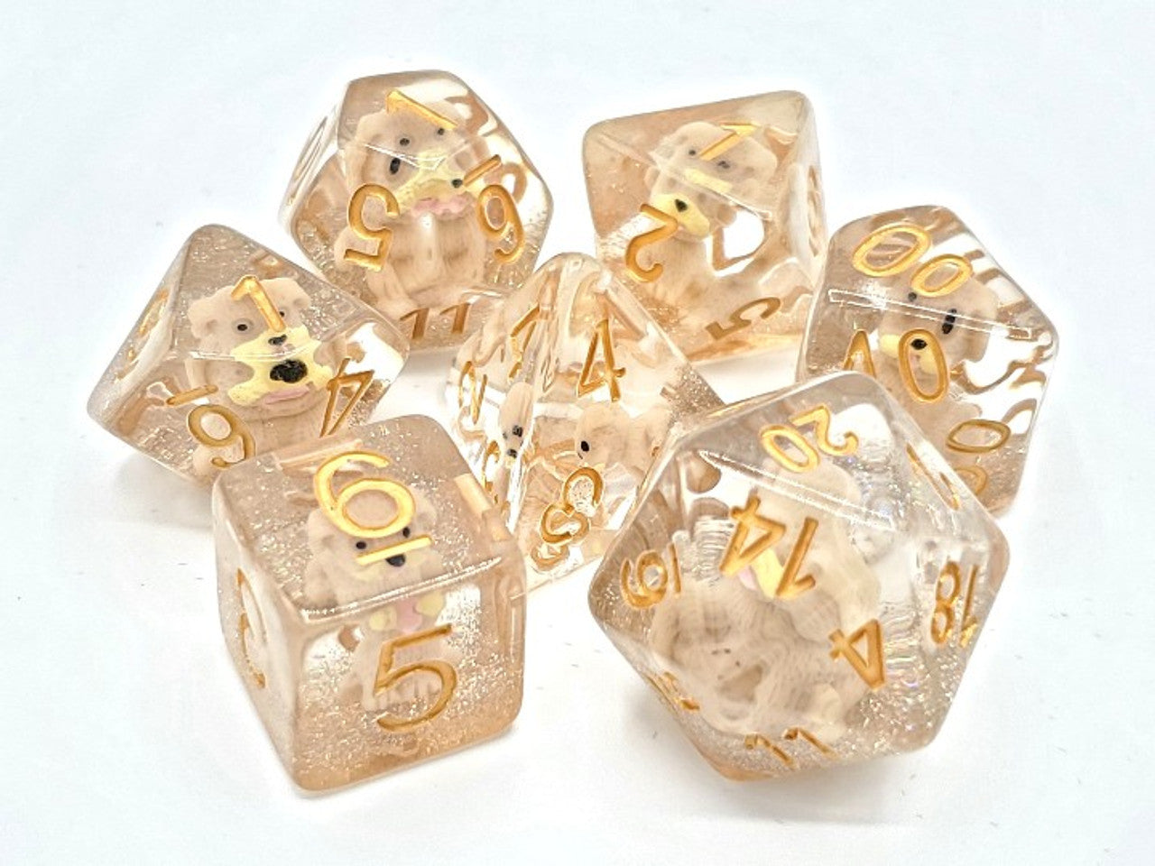 Old School 7 Piece DnD RPG Dice Set: Animal Kingdom - Puppy Dog