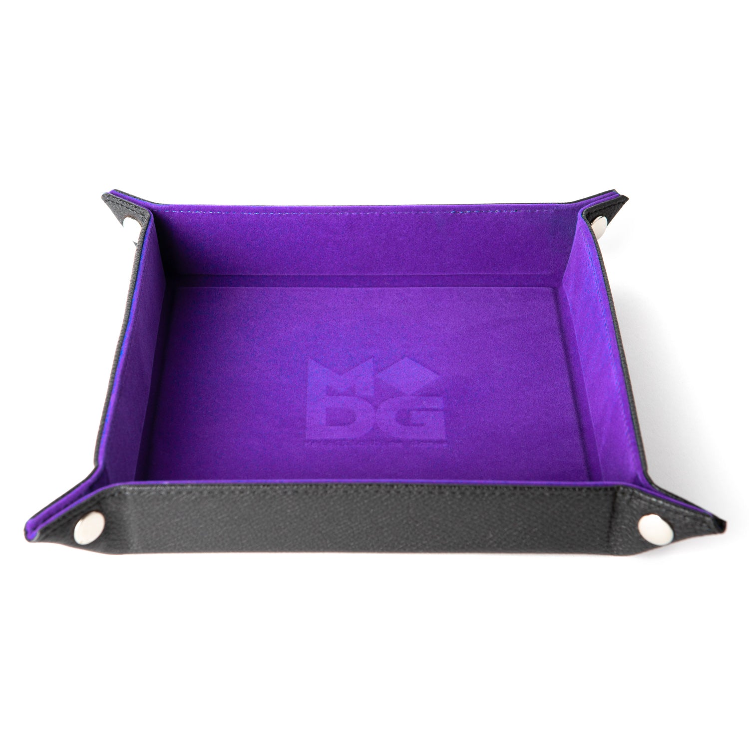 FanRoll by Metallic Dice Games Fold Up Velvet Dice Tray w/PU Leather Backing: Purple