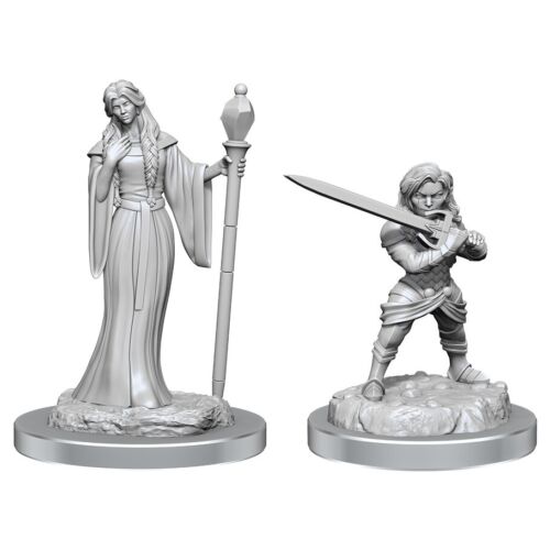 Critical Role Unpainted Miniatures: Human Wizard Female & Halfling Holy Warrior Female