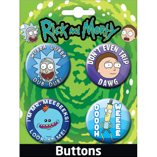 Rick and Morty 4 Button Set 1
